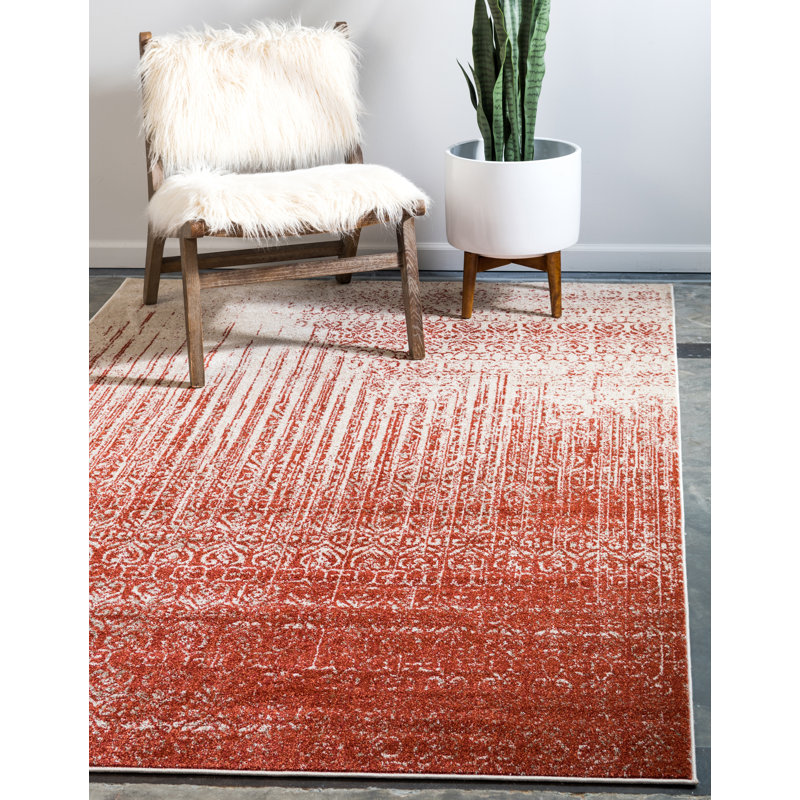 Bungalow Rose Kenmare Abstract Red/Terracotta Area Rug & Reviews Wayfair